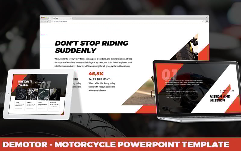 demotor motorcycle powerpoint template original