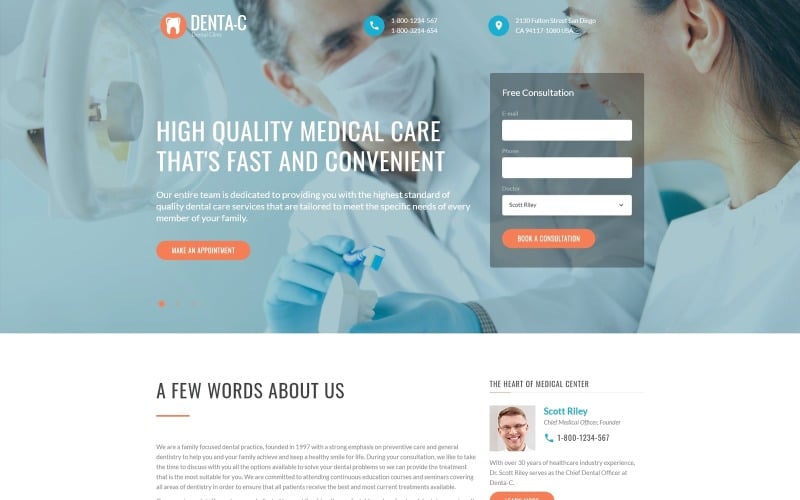 denta c dental clinic landing page template original