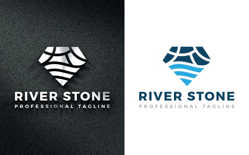 diamond edge river stone logo design original