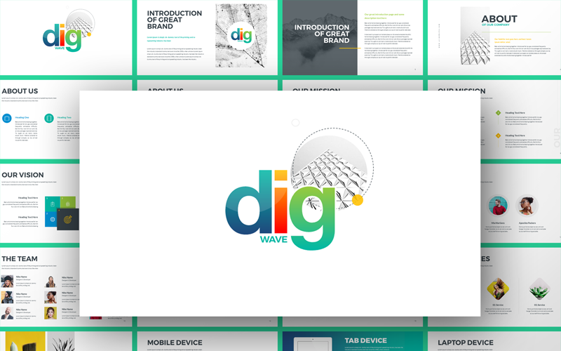dig wave presentation powerpoint template original