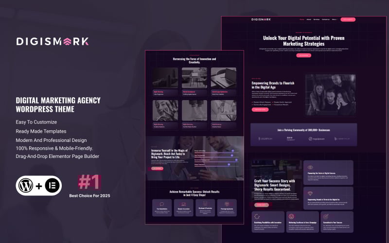 digismark dark digital marketing agency elementor wordpress theme original