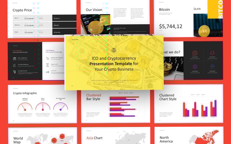 digit blockchain cryptocurrency powerpoint template original