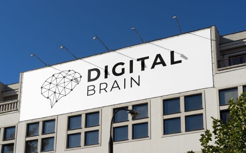digital brain logo design original