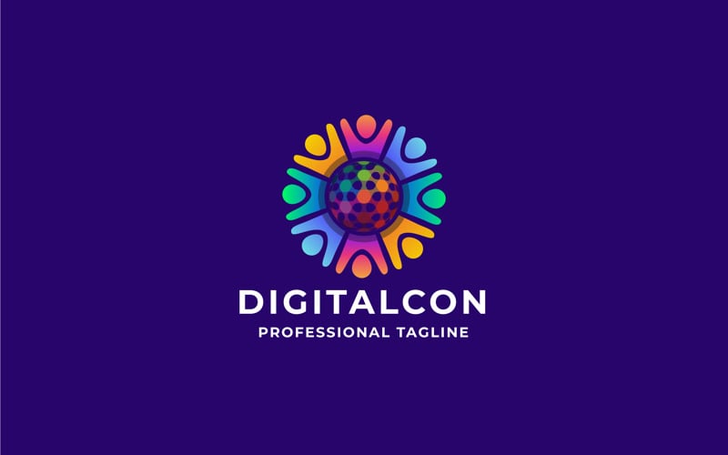 digital connect people logo template original