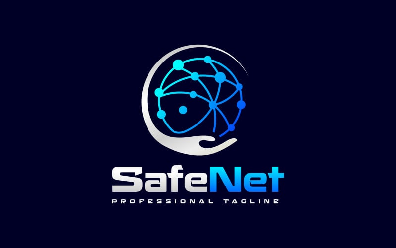 digital global security safe network logo design original