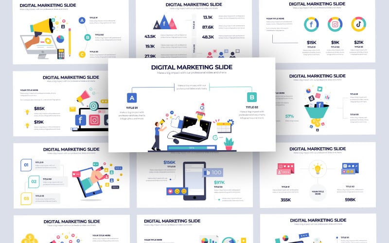 digital marketing vector infographic powerpoint template original