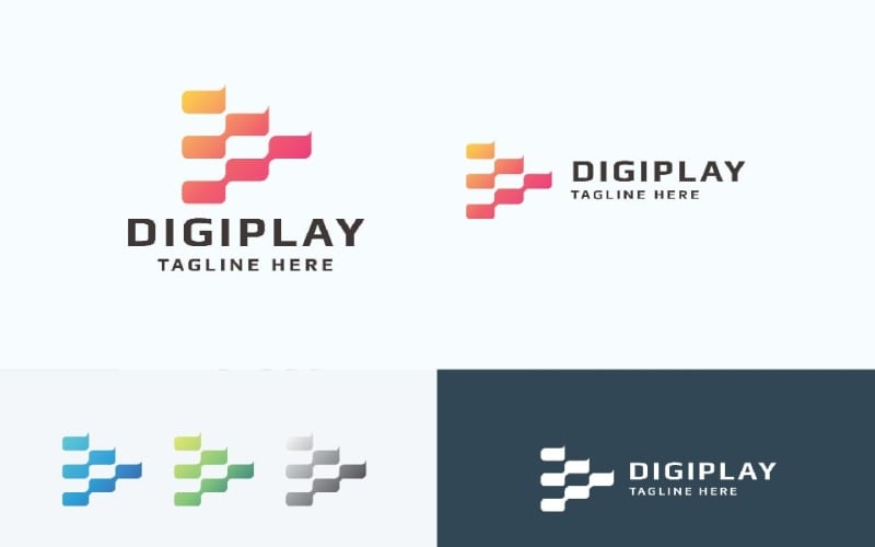 digital media tech play logo original