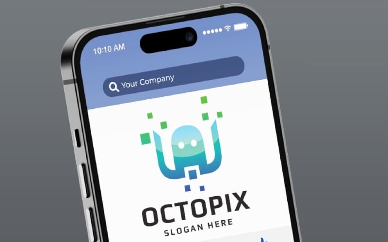 digital octopus pixel logo template original