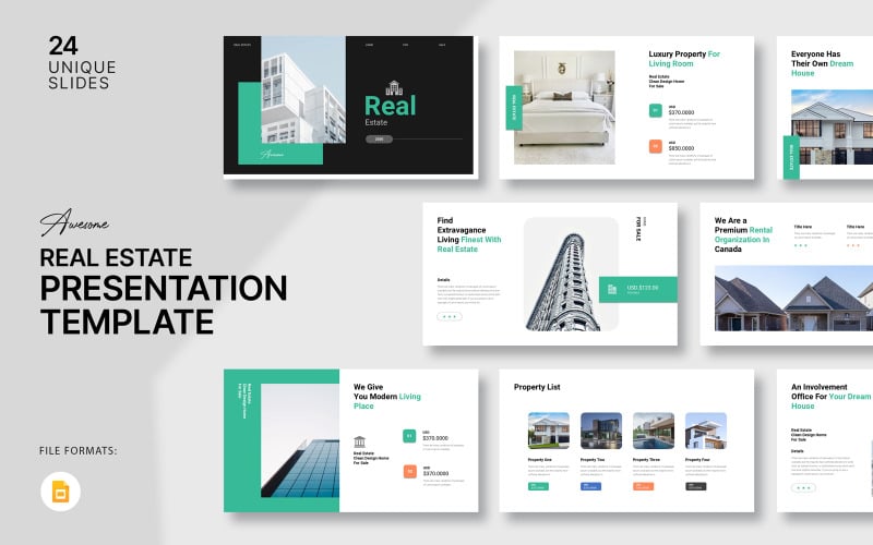 digital real estate google slide template original