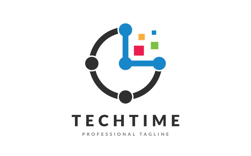 digital tech time logo design original