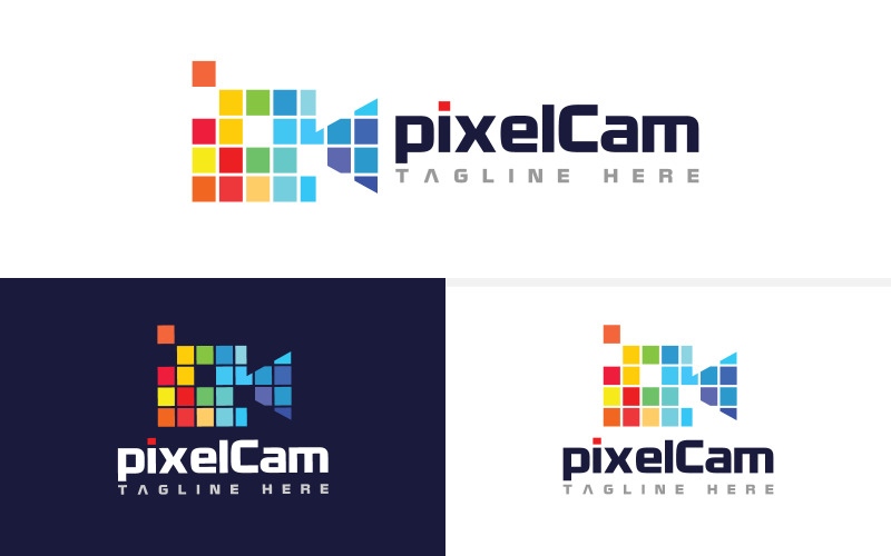 digital technology pixel video camera logo design original