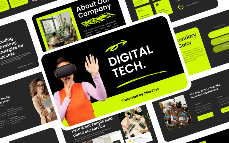 digital technology presentation template powerpoint original