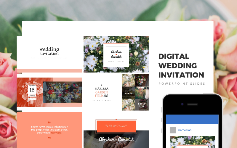 digital wedding invitation wedding invitation wedding gift powerpoint template original