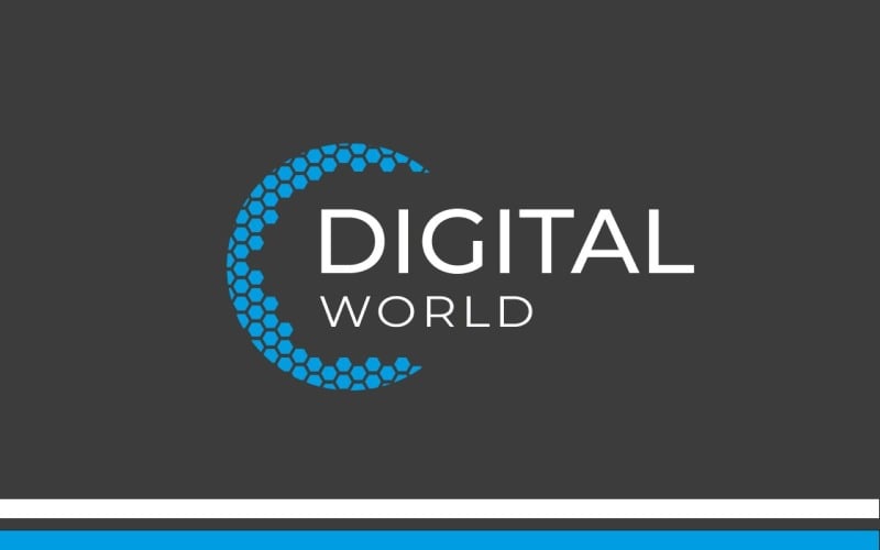 digital world logo with four colour variations original