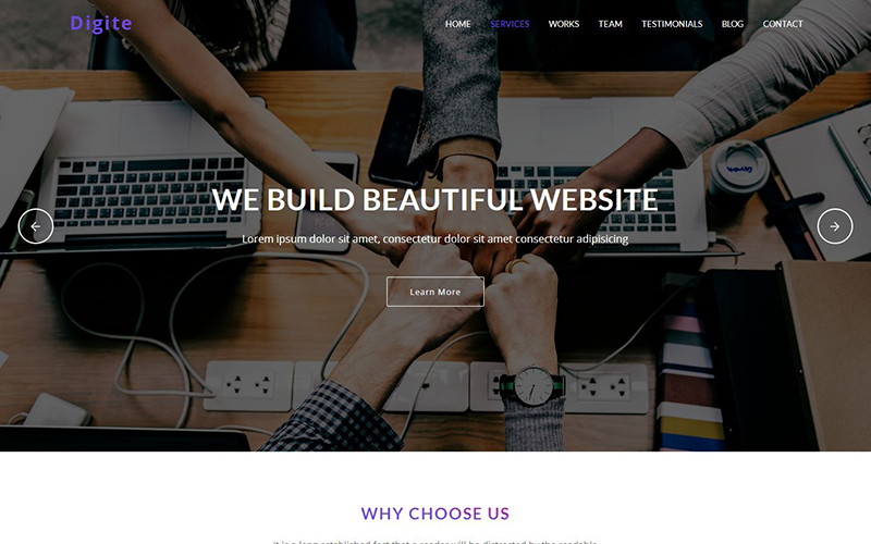 digite digital agency landing page template original
