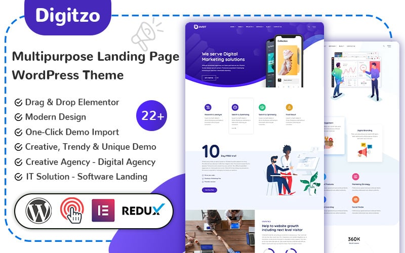 digitzo multipurpose landing page wordpress theme original