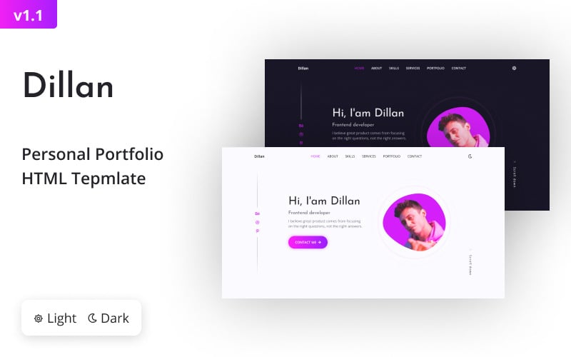 dillan personal portfolio landing page template original