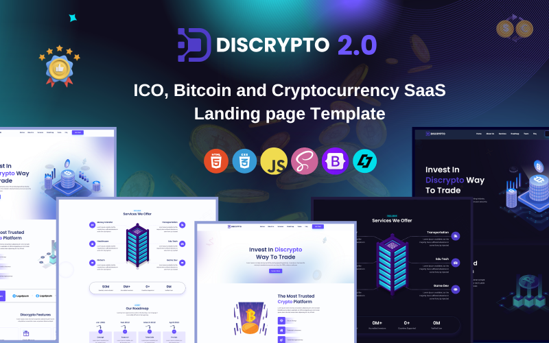 discrypto ico ido igo ino bitcoin and cryptocurrency saas landing page template original
