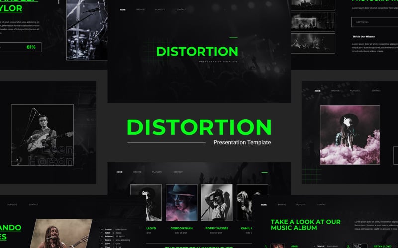 distortion music powerpoint template original
