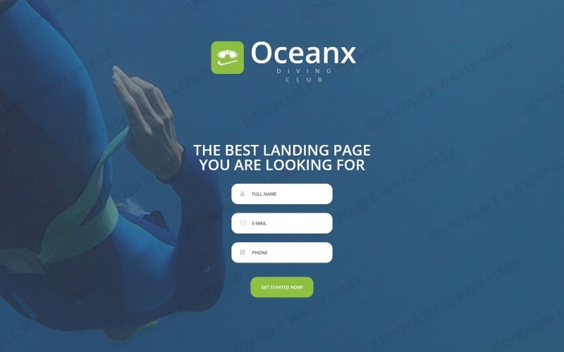 diving responsive landing page template original