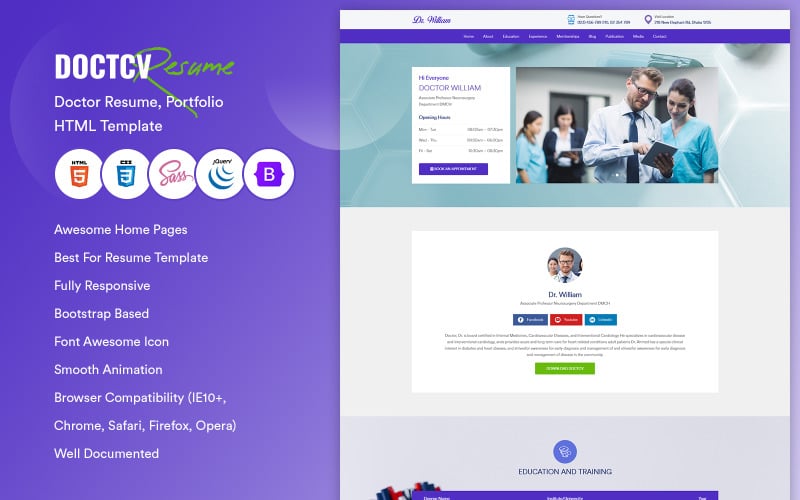 doctcv doctor resume portfolio html template original