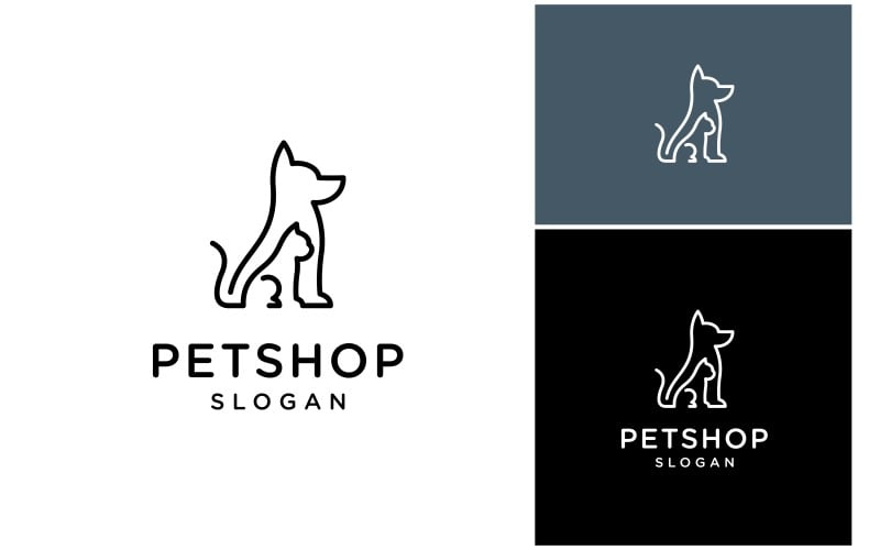 dog cat pet shop line art logo original