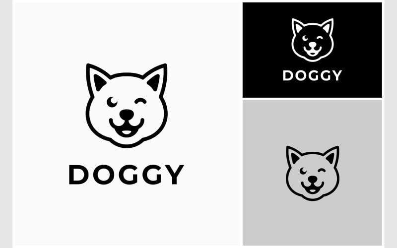 dog head face simple outline logo original