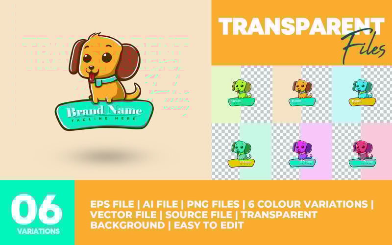 dog logo design template colour options v original