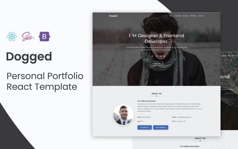 dogged personal portfolio react template original