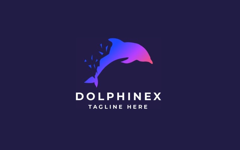dolphin pixel professional logo template original
