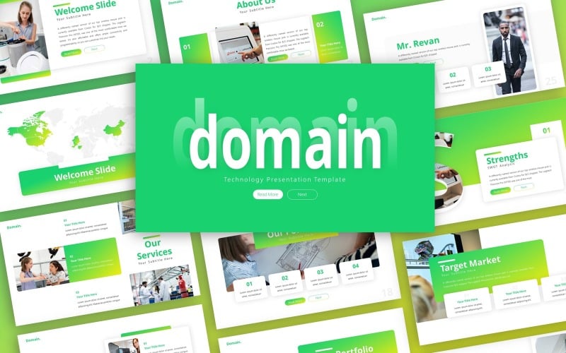 domain technology presentation powerpoint template original