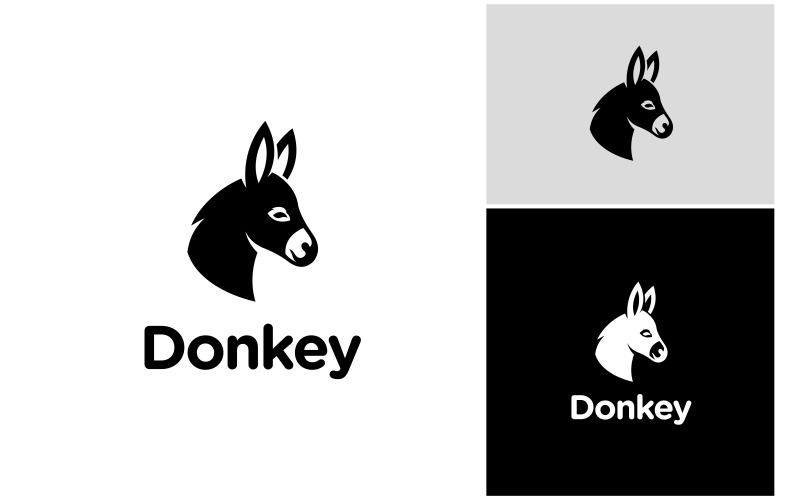 donkey head illustration logo original