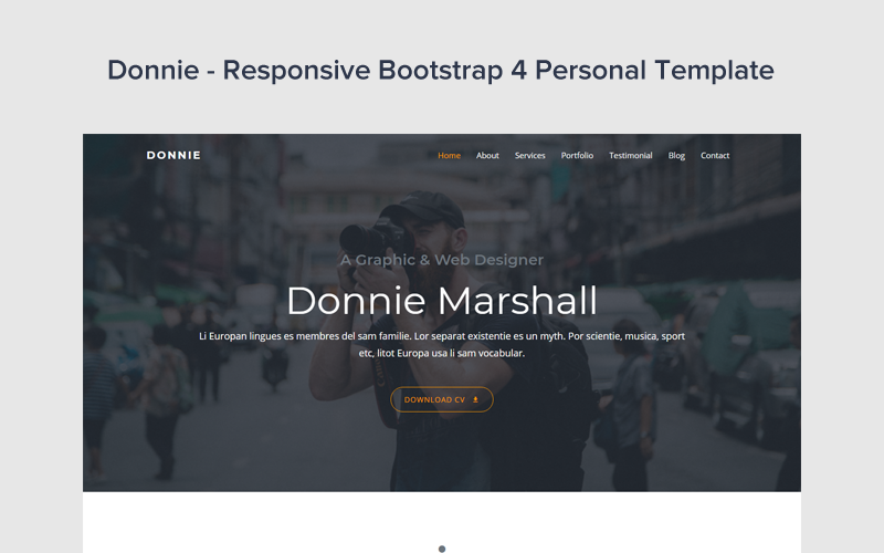 donnie bootstrap personal landing page template original