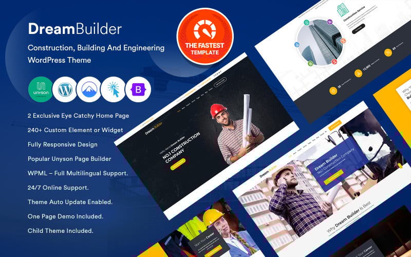 dream builder construction building and engineering wordpress theme original