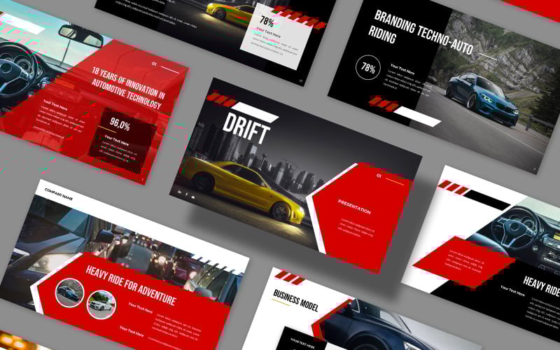 drift auto parts business car presentation powerpoint template original