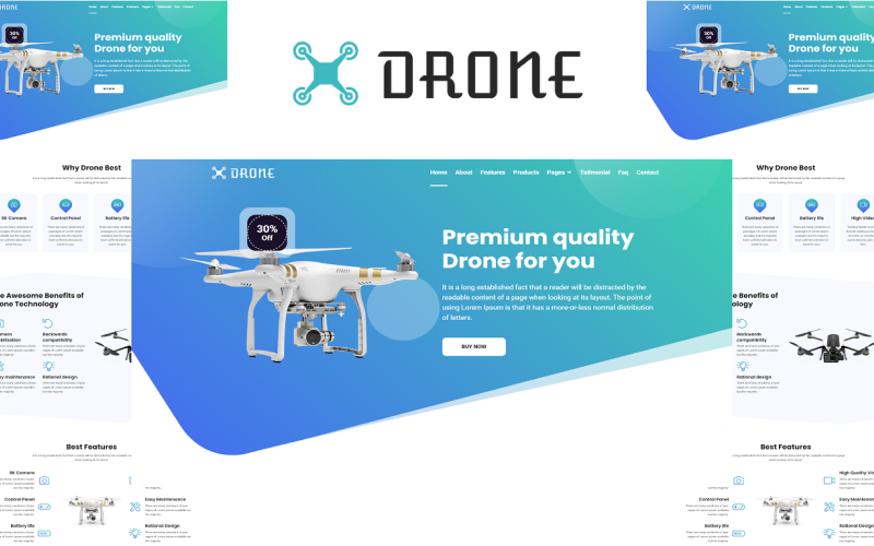 drone product landing page html template original