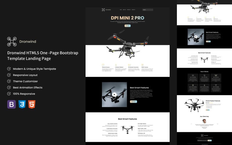 dronwind dron store html bootstrap landing page template original