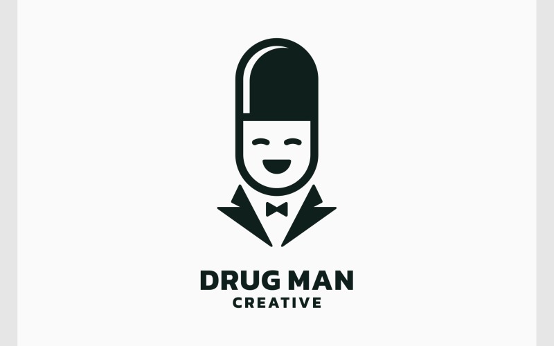 drug pill capsule man logo original
