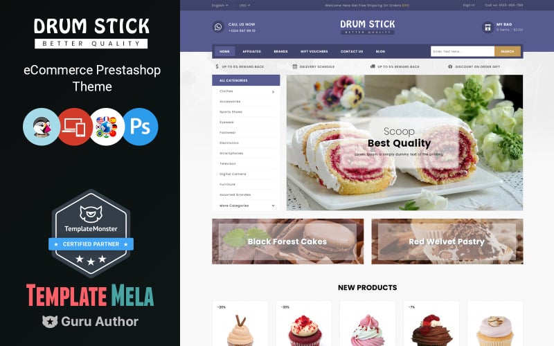 drum stick bakery shop prestashop theme original