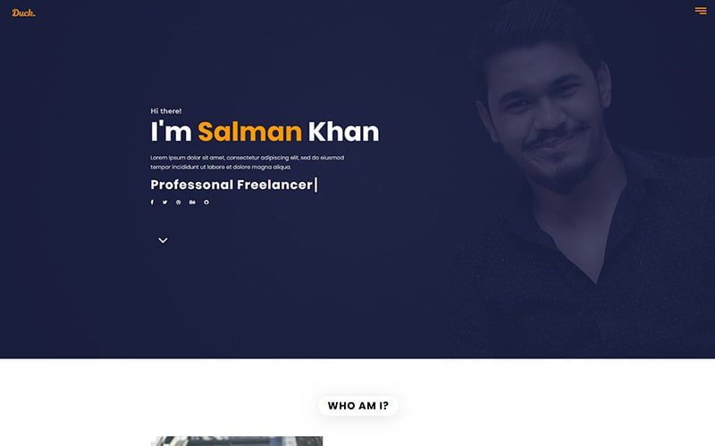 duck personal portfolio landing page template original