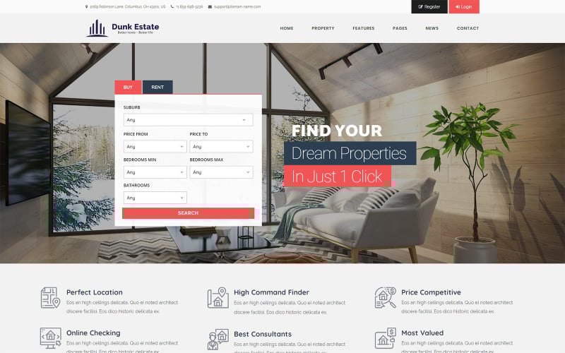 dunk dynamic real estate wordpress theme original