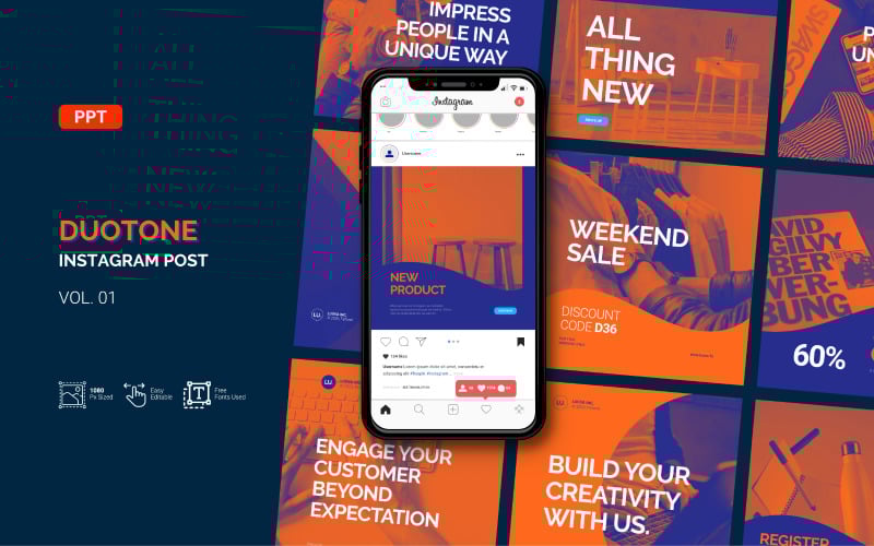 duotone business instagram post powerpoint template original