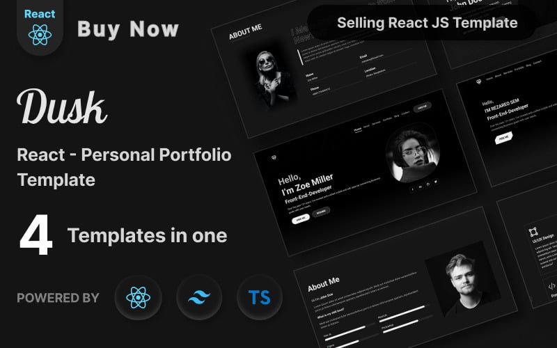 dusk react personal portfolio landing page original