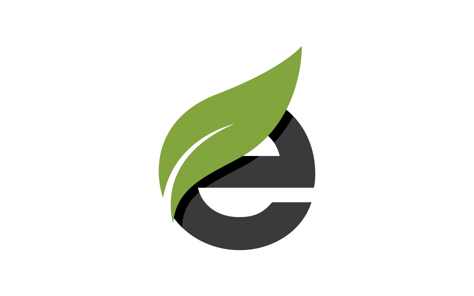 e initial letter with green leaf logo original