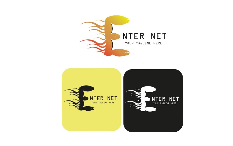 e word fire flame logo template easy to change colors original