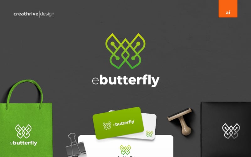 ebutterfly tech logo template original