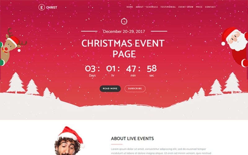 echrist christmas event landing page template original
