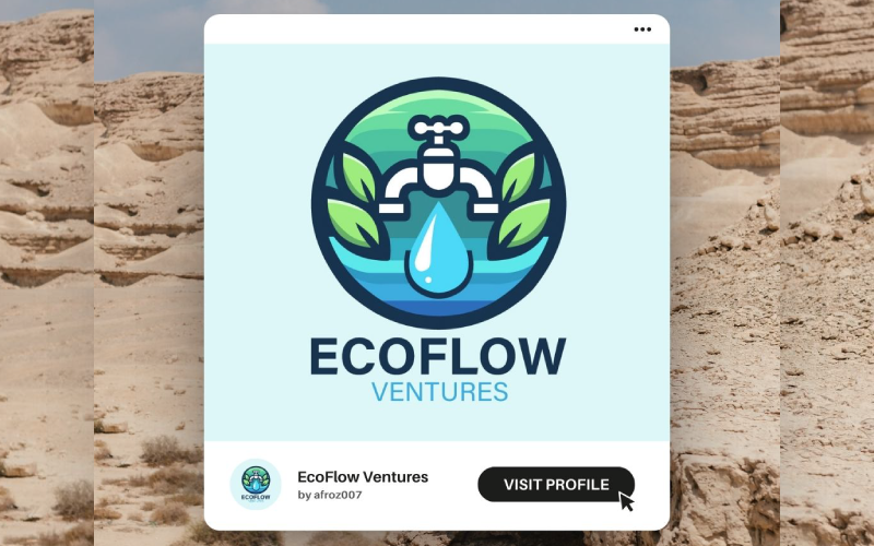 ecoflow ventures modern water and leaf logo template for sustainable brands original