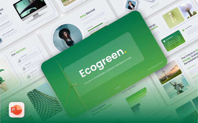 ecogreen neumorphism renewable energy powerpoint template original