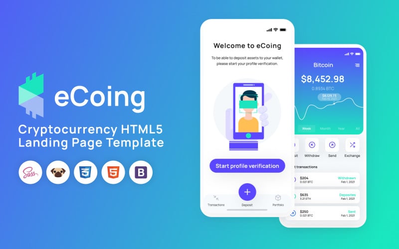 ecoing cryptocurrency html landing page original